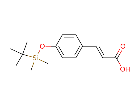 Molecular Structure of 141222-28-8 (2-Propenoic acid, 3-[4-[[(1,1-dimethylethyl)dimethylsilyl]oxy]phenyl]-,
(2E)-)