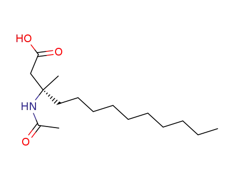 Molecular Structure of 648908-35-4 (Tridecanoic acid, 3-(acetylamino)-3-methyl-, (3S)-)