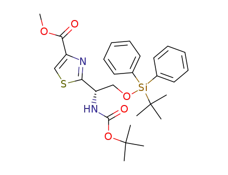 methyl (S)-2-(1-tert-butoxycarbonylamino-2-tert-butyldiphenylsiloxy)ethylthiazole-4-carboxylate