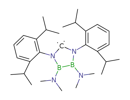 Molecular Structure of 850816-24-9 (1,4,2,3-Diazadiborolidin-5-ylidene,
1,4-bis[2,6-bis(1-methylethyl)phenyl]-2,3-bis(dimethylamino)-)