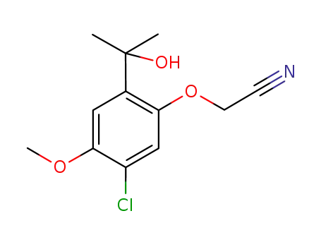 Molecular Structure of 865305-45-9 (Acetonitrile, [5-chloro-2-(1-hydroxy-1-methylethyl)-4-methoxyphenoxy]-)