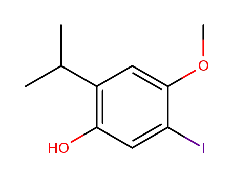Molecular Structure of 927887-21-6 (Phenol, 5-iodo-4-methoxy-2-(1-methylethyl)-)