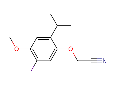 Molecular Structure of 927887-22-7 (Acetonitrile, 2-[5-iodo-4-methoxy-2-(1-methylethyl)phenoxy]-)