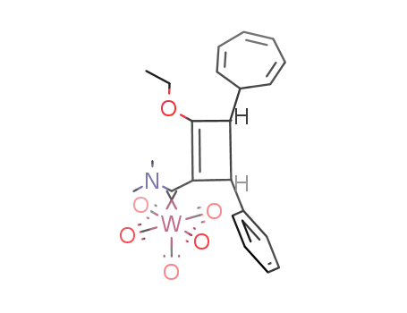pentacarbonyl((3-(2,4,6-cycloheptatrienyl)-2-ethoxy-4-phenyl-1-cyclobutenyl)(dimethylamino)methylene)tungsten