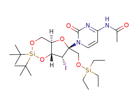 N4-acetyl-1-[3,5-O-(di-tert-butylsilylene)-2-deoxy-2-iodo-1-C-(triethyl-silyloxymethyl)-β-D-ribofuranosyl]cytosine