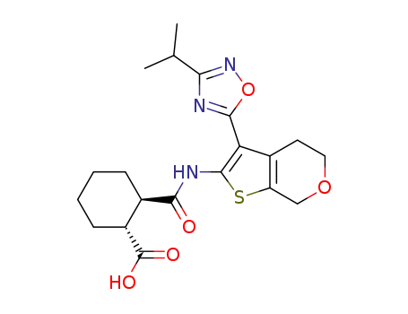 (1SR,2SR)-2-[3-(3-isopropyl[1,2,4]oxadiazol-5-yl)-4,7-dihydro-5H-thieno[2,3-c]pyran-2-ylcarbamoyl]cyclohexanecarboxylic acid