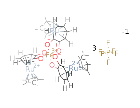 tris[(pentamethylcyclopentadienyl)(tropolonyl)ruthenium(II)]iron(III)tris(hexafluorophosphate)
