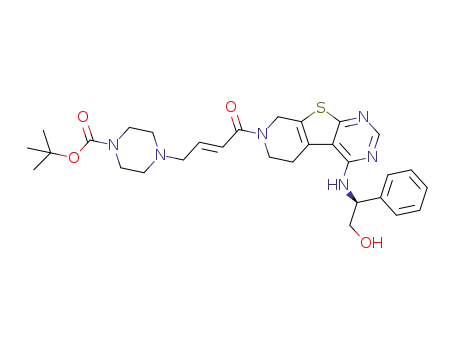 tert-butyl (S,E)-4-(4-(4-((2-hydroxy-1-phenylethyl)amino)-5,8-dihydropyrido[4',3':4,5]thieno[2,3-d]pyrimidin-7-(6H)-yl)-4-oxo-but-2-en-1-yl)piperazine-1-carboxylate