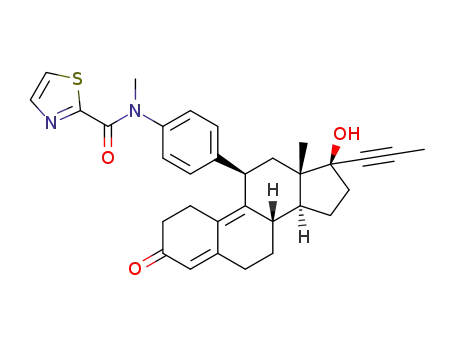 N-(4-((8S,11R,13S,14S,17S)-17-hydroxy-13-methyl-3-oxo-17-(prop-1-yn-1-yl)-2,3,6,7,8,11,12,13,14,15,16,17-dodecahydro-1H-cyclopenta[a]phenanthren-11-yl)phenyl)-N-methylthiazole-2-carboxamide