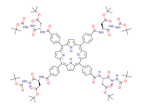 tert-butyl 3-{[4-(7,12-bis{4-[(-3-(tert-butoxy)-1-{N′-[(tert-butoxy)carbonyl]hydrazinecarbonyl}-3-oxopropyl)-carbamoyl]phenyl}-17-{4-[(3-(tert-butoxy)-1-{N′-[(tertbutoxy)carbonyl]hydrazinecarbonyl}-3-oxopropyl)carbamoyl]-phenyl}-21,22,23,24-tetraazapentacyclo[16.2.1.13,6.18,11.113,16]-tetracosa-1,3(24),4,6,8,10,12,14,16(22),17,19-undecaen-2-yl)phenyl]formamido}-3-{N′-[(tert-butoxy)carbonyl]hydrazinecarbonyl}propanoate