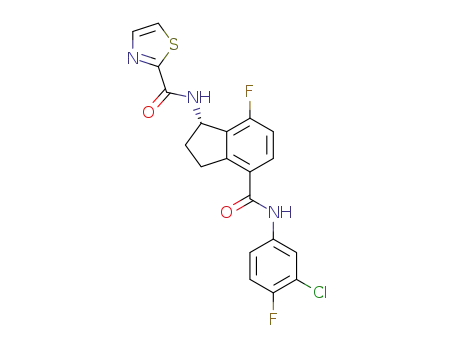 (S)-N-(4-((3-chloro-4-fluorophenyl)carbamoyl)-7-fluoro-2,3-dihydro-1H-inden-1-yl)thiazole-2-carboxamide