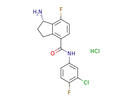 (S)-1-amino-N-(3-chloro-4-fluorophenyl)-7-fluoro-2,3-dihydro-1H-indene-4-carboxamide hydrochloride