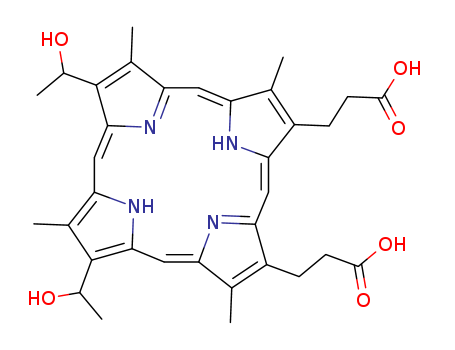 21H,23H-Porphine-2,18-dipropanoicacid, 7,12-bis(1-hydroxyethyl)-3,8,13,17-tetramethyl-(14459-29-1)