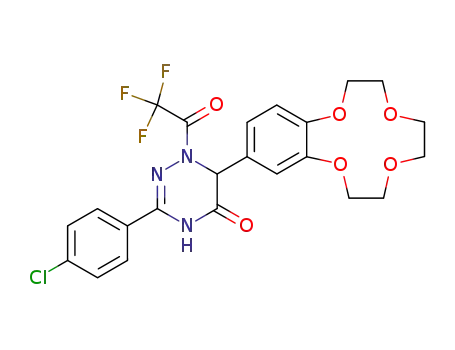 3-(4-Chloro-phenyl)-6-(6,7,9,10,12,13-hexahydro-5,8,11,14-tetraoxa-benzocyclododecen-2-yl)-1-(2,2,2-trifluoro-acetyl)-1,6-dihydro-4H-[1,2,4]triazin-5-one