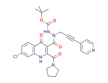 N-[(tert-butoxy)carbonylamino][7-chloro-4-oxo-2-(pyrrolidinylcarbonyl)(3-hydroxyquinolyl)]-N-(3-(4-pyridyl)prop-2-ynyl)carboxamide