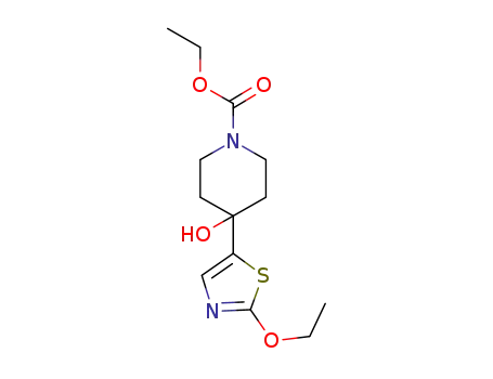 Molecular Structure of 850221-28-2 (1-Piperidinecarboxylic acid, 4-(2-ethoxy-5-thiazolyl)-4-hydroxy-, ethyl
ester)