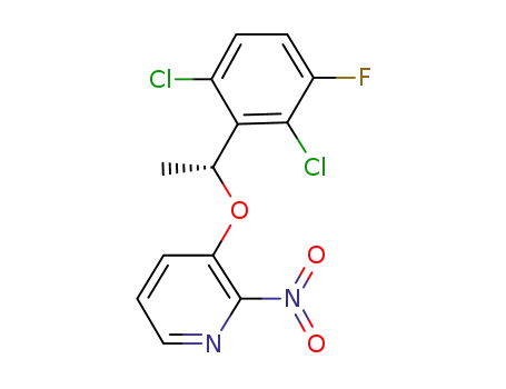 Molecular Structure of 877397-70-1 ((R)-3-(1-(2,6-dichloro-3-fluorophenyl)ethoxy)-2-nitropyridine)