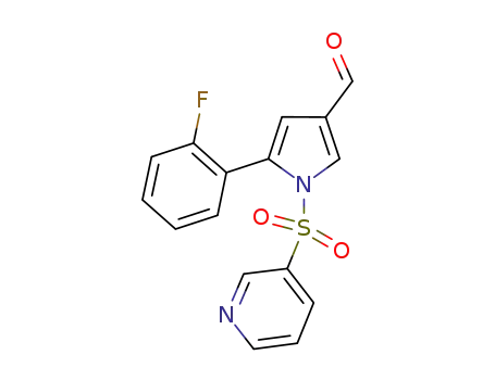 Molecular Structure of 881677-11-8 (1H-Pyrrole-3-carboxaldehyde, 5-(2-fluorophenyl)-1-(3-pyridinylsulfonyl)-)