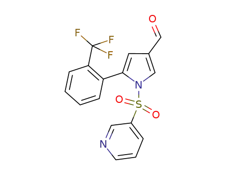 Molecular Structure of 881677-15-2 (1H-Pyrrole-3-carboxaldehyde,
1-(3-pyridinylsulfonyl)-5-[2-(trifluoromethyl)phenyl]-)