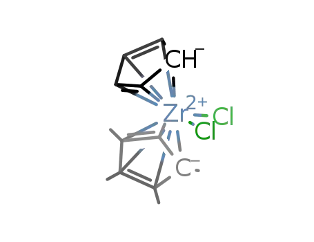 Molecular Structure of 81476-73-5 ((CYCLOPENTADIENYL)(PENTAMETHYLCYCLOPENTADIENYL)ZIRCONIUM DICHLORIDE)