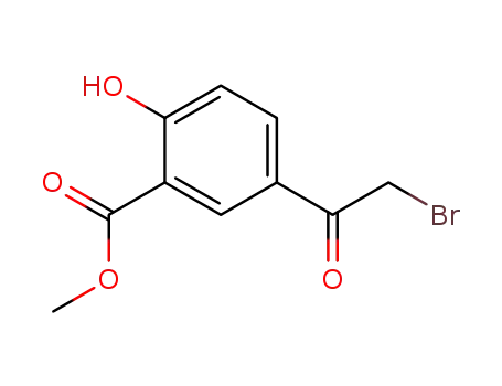 Molecular Structure of 36256-45-8 (Benzoic acid, 5-(2-bromoacetyl)-2-hydroxy-, methyl ester)