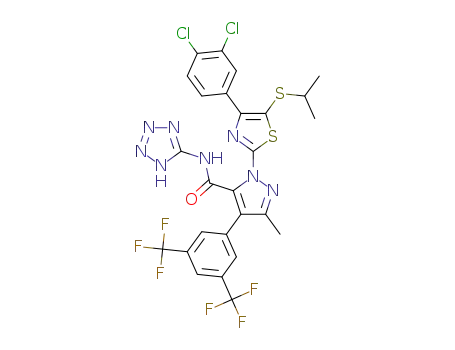 4-(3,5-bis(trifluoromethyl)phenyl)-1-(4-(3,4-dichlorophenyl)-5-(isopropylthio)thiazol-2-yl)-3-methyl-N-(1H-tetrazol-5-yl)-1H-pyrazole-5-carboxamide