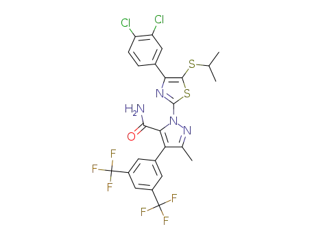 4-(3,5-bis(trifluoromethyl)phenyl)-1-(4-(3,4-dichlorophenyl)-5-(isopropylthio)thiazol-2-yl)-3-methyl-1H-pyrazole-5-carboxamide