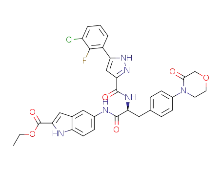 (S)-ethyl 5-(2-(5-(3-chloro-2-fluorophenyl)-1H-pyrazole-3-carboxamido)-3-(4-(3-oxomorpholino)phenyl)-propanamido)-1H-indole-2-carboxylate