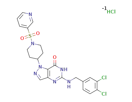 5-((3,4-dichlorobenzyl)amino)-1-(1-(pyridin-3-ylsulfonyl)piperidin-4-yl)-1H-pyrazolo[4,3-d]pyrimidin-7(6H)-one hydrochloride