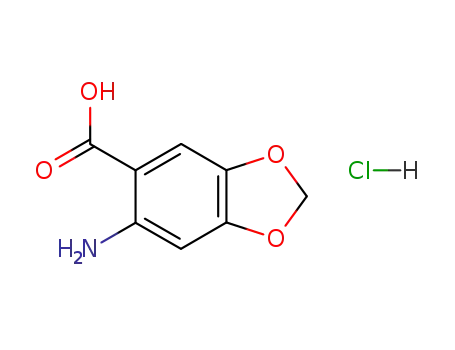Molecular Structure of 66176-21-4 (1,3-Benzodioxole-5-carboxylic acid, 6-amino-, hydrochloride)