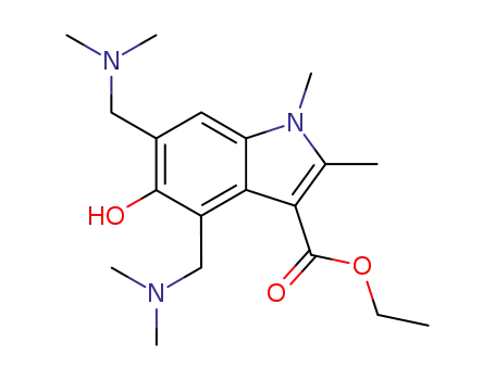 Molecular Structure of 88461-90-9 (ethyl 4,6-bis(dimethylaminomethyl)-5-hydroxy-1,2-dimethyl-indole-3-carboxylate)