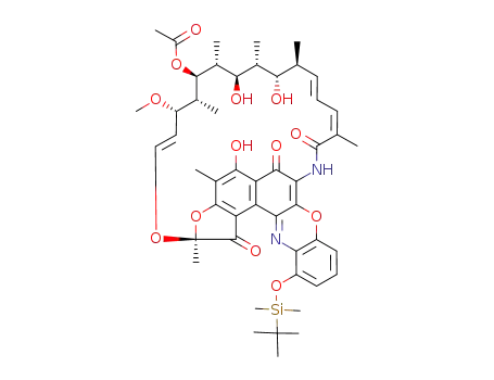 Molecular Structure of 143526-61-8 ((2S,16Z,18E,20S,21S,22R,23R,24R,25S,26R,27S,28E)-12-{[tert-butyl(dimethyl)silyl]oxy}-5,21,23-trihydroxy-27-methoxy-2,4,16,20,22,24,26-heptamethyl-1,6,15-trioxo-1,2-dihydro-6H,13H-2,7-(epoxypentadeca[1,11,13]trienoazeno)[1]benzofuro[4,5-a]phenoxazin-25-yl)
