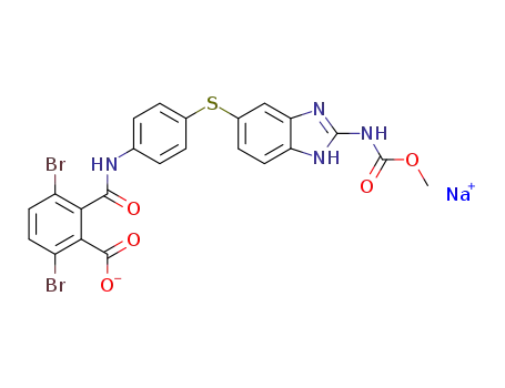 sodium; 3,6-dibromo-2-[4-(2-methoxycarbonylamino-1H-benzoimidazol-5-ylsulfanyl)-phenylcarbamoyl]-benzoate