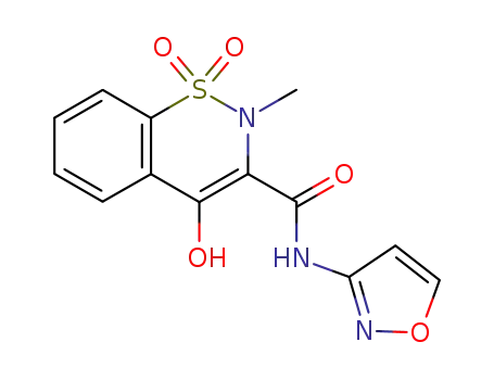 Molecular Structure of 38938-72-6 (2H-1,2-Benzothiazine-3-carboxamide,
4-hydroxy-N-3-isoxazolyl-2-methyl-, 1,1-dioxide)