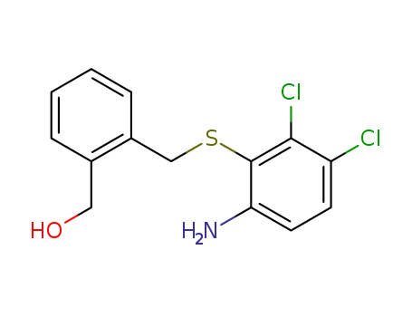 Molecular Structure of 875895-90-2 (Benzenemethanol, 2-[[(6-amino-2,3-dichlorophenyl)thio]methyl]-)