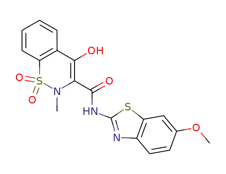 Molecular Structure of 67322-75-2 (2H-1,2-Benzothiazine-3-carboxamide,
4-hydroxy-N-(6-methoxy-2-benzothiazolyl)-2-methyl-, 1,1-dioxide)