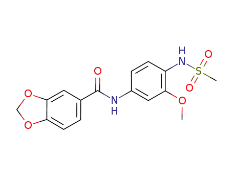 Molecular Structure of 870090-58-7 (1,3-Benzodioxole-5-carboxamide,
N-[3-methoxy-4-[(methylsulfonyl)amino]phenyl]-)
