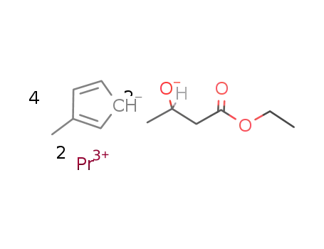 2Pr(3+)*4C5H4CH3(1-)*2OCH(CH3)CH2COOC2H5(1-)=[(C5H4CH3)2Pr(OCH(CH3)CH2COOC2H5)]2