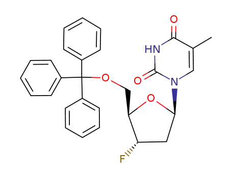 Molecular Structure of 135197-63-6 (3'-Deoxy-3'-fluoro-5'-O-trityl-D-thymidine)