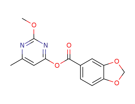 Molecular Structure of 117034-25-0 (1,3-Benzodioxole-5-carboxylic acid, 2-methoxy-6-methyl-4-pyrimidinyl
ester)