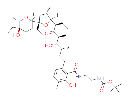 [2-(6-{(3R,4S,5S,7R)-7-[(2S,3S,5S)-5-Ethyl-5-((2R,5R,6S)-5-ethyl-5-hydroxy-6-methyl-tetrahydro-pyran-2-yl)-3-methyl-tetrahydro-furan-2-yl]-4-hydroxy-3,5-dimethyl-6-oxo-nonyl}-2-hydroxy-3-methyl-benzoylamino)-ethyl]-carbamic acid tert-butyl ester
