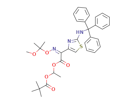 2,2-Dimethyl-propionic acid 1-{2-[(Z)-1-methoxy-1-methyl-ethoxyimino]-2-[2-(trityl-amino)-thiazol-4-yl]-acetoxy}-ethyl ester