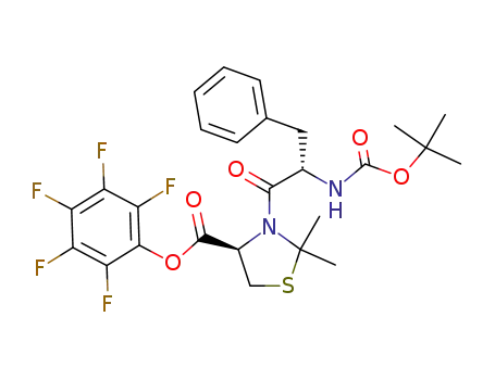 pentafluorophenyl R-2,2-dimethyl-3-(N-(1,1-dimethylethoxycarbonyl)-L-phenylalanyl)tetrahydrothiazole-4-carboxylate