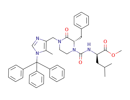 Molecular Structure of 500782-85-4 (D-Leucine,
N-[[(2S)-4-[[5-methyl-1-(triphenylmethyl)-1H-imidazol-4-yl]methyl]-3-oxo-
2-(phenylmethyl)-1-piperazinyl]carbonyl]-, methyl ester)