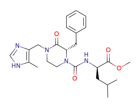 Molecular Structure of 501010-09-9 (D-Leucine,
N-[[(2S)-4-[(5-methyl-1H-imidazol-4-yl)methyl]-3-oxo-2-(phenylmethyl)-1
-piperazinyl]carbonyl]-, methyl ester)