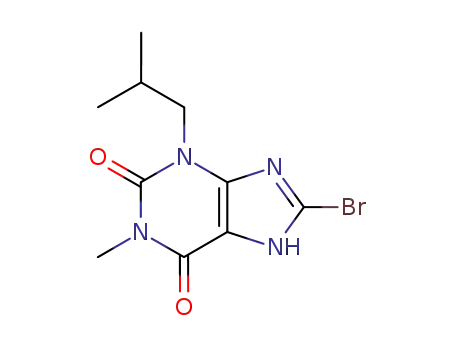 Molecular Structure of 63908-35-0 (1H-Purine-2,6-dione, 8-bromo-3,7-dihydro-1-methyl-3-(2-methylpropyl)-)