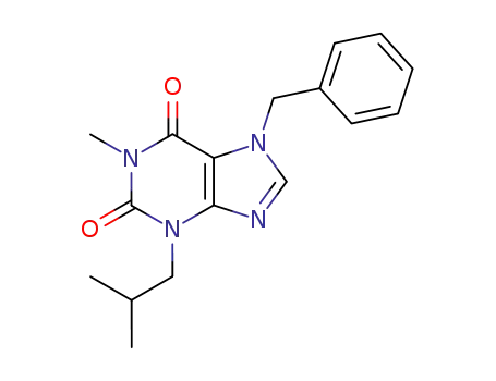 Molecular Structure of 58481-23-5 (7-benzyl-1-methyl-3-(2-methylpropyl)-3,7-dihydro-1H-purine-2,6-dione)