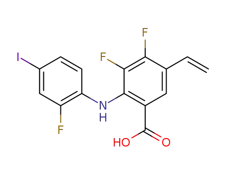 Molecular Structure of 848852-33-5 (Benzoic acid, 5-ethenyl-3,4-difluoro-2-[(2-fluoro-4-iodophenyl)amino]-)