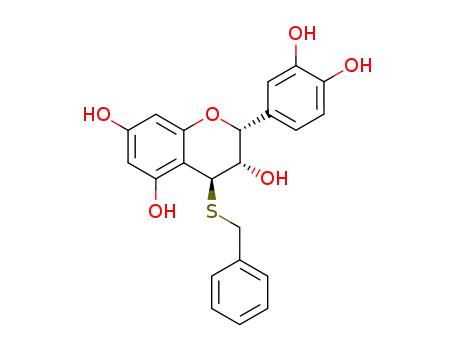 Molecular Structure of 37064-35-0 (2H-1-Benzopyran-3,5,7-triol,
2-(3,4-dihydroxyphenyl)-3,4-dihydro-4-[(phenylmethyl)thio]-, (2R,3S,4S)-)