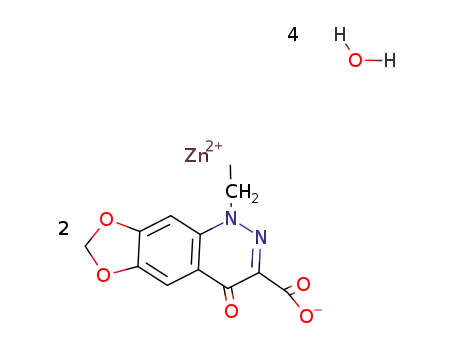 {Zn(1-ethyl-1,4-dihydro-4-oxo(1,3)dioxolo(4,5-g)cinnoline-3-carboxylate)2}*4H2O